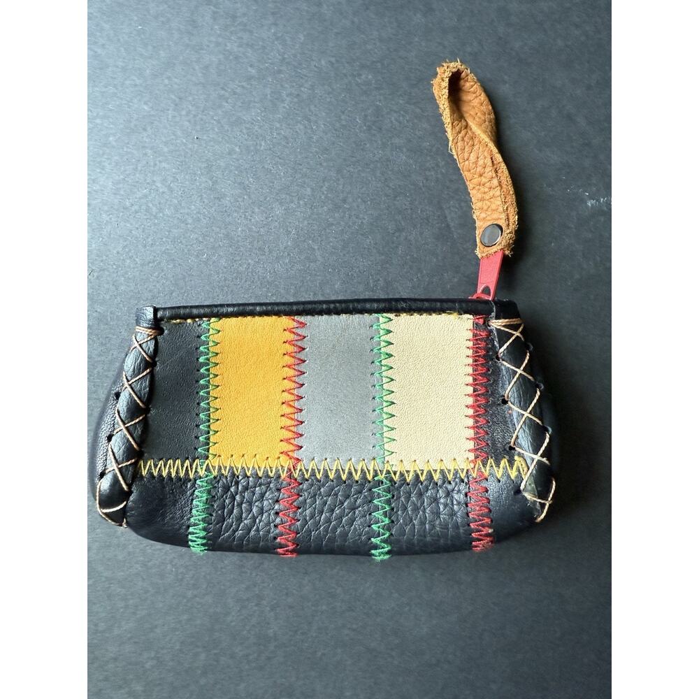 Handcrafted Stitched Patchwork Leather Coin Purse… - image 1